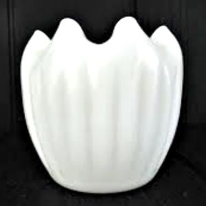 White milk glass ruffled vase